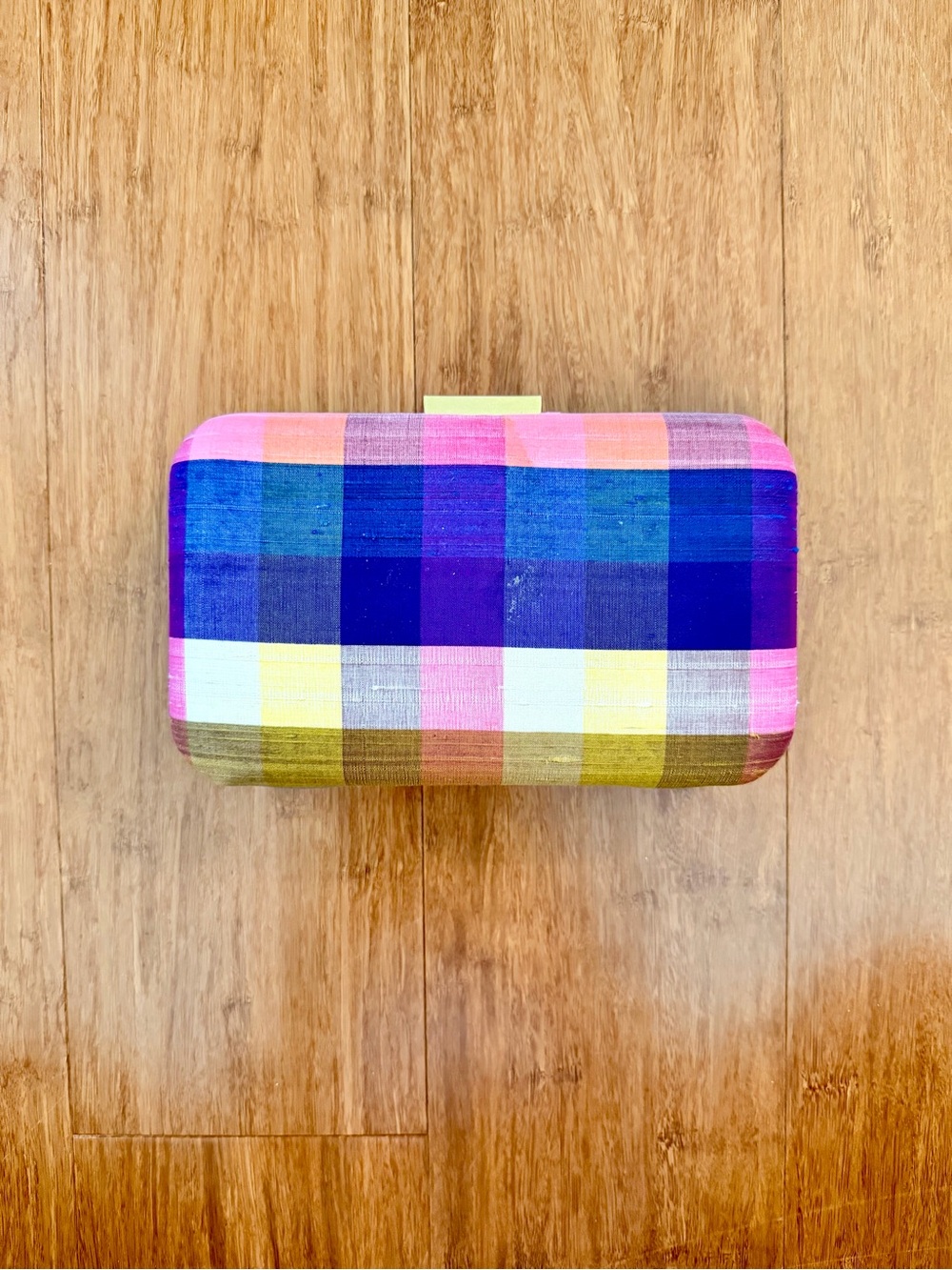 J Crew Colorblock Plaid Hard Clutch - Multicolor